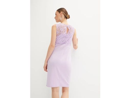B.P.C ołówkowa sukienka fioletowa z koronką i marszczeniem ^40/42