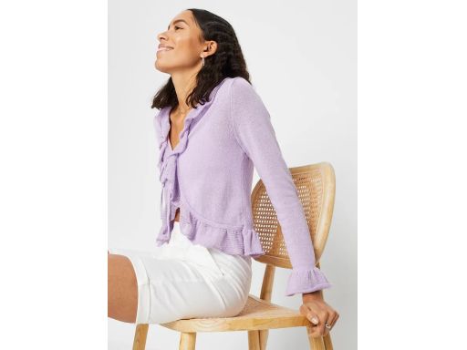 B.P.C fioletowe bolerko dzianinowe falbany r.48/50