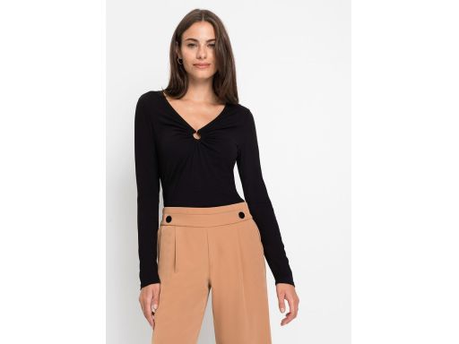 B.P.C czarna bluzka z wiskozy z wycięciem 32/34.