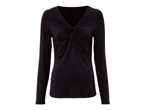 B.P.C czarna bluzka z wiskozy z wycięciem 32/34.