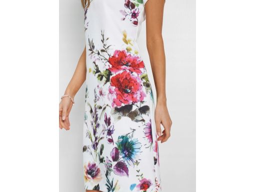 B.P.C Sukienka ołówkowa śmietankowa w kwiaty ^40
