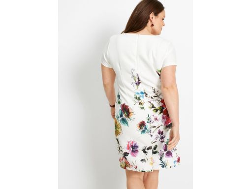 B.P.C Sukienka ołówkowa śmietankowa w kwiaty ^40