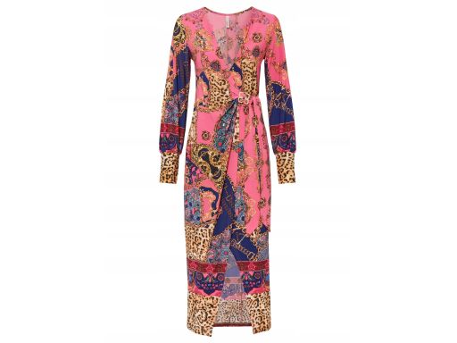 B.P.C sukienka wzorzysta midi kopertowa 40/42.