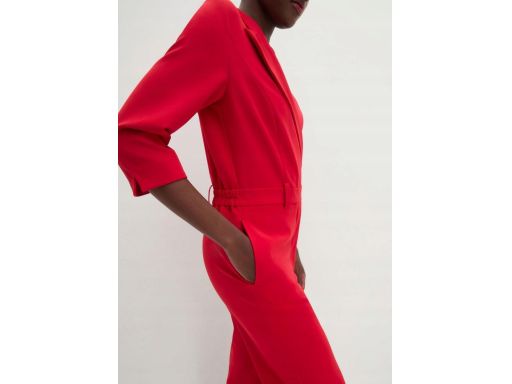 B.P.C elegancki czerwony kombinezon z wykładanym kołnierzem r.46