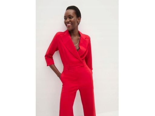 B.P.C elegancki czerwony kombinezon z wykładanym kołnierzem r.46