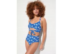 B.P.C biało-niebieskie bikini wiązane z wysokim stanem ^40