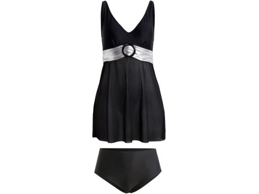 B.P.C czarne tankini z siateczkowe z metaliczną wstawką r.44