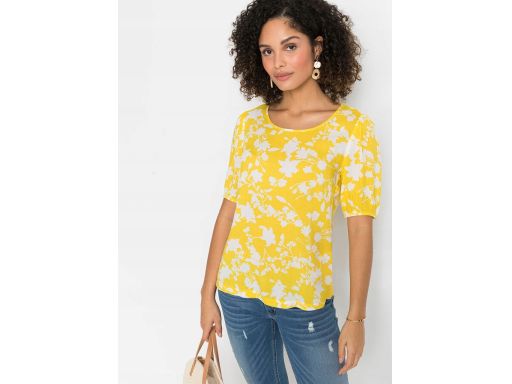 AF3080 bluzka krótki rękaw żółta w kwiaty r.44