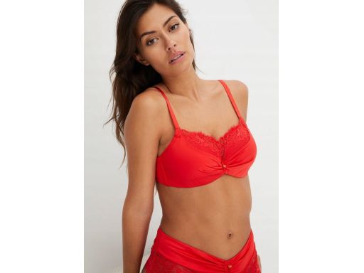 B.P.C biustonosz push-up na fiszbinach z koronką czerwony ^85C