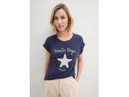 B.P.C t-shirt granatowy z cekinowym wzorem i napisem r.36/38