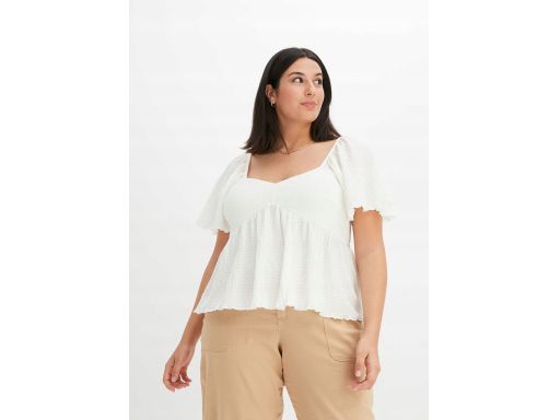 B.P.C bluzka śmietankowa z krepy 52/54.