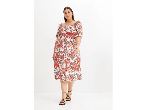 B.P.C sukienka midi z wiskozy we wzory liście 44/46