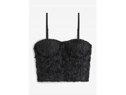 B.P.C krótki top w kwiaty 3D czarny r.48