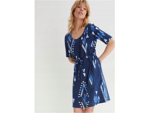 B.P.C granatowa sukienka shirtowa z nadrukiem ^48/50