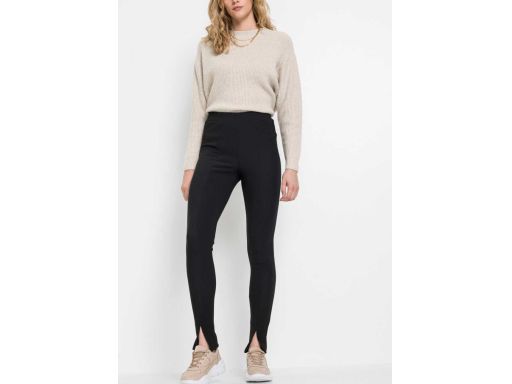 B.P.C elastyczne spodnie z rozcięciem czarne^32/34