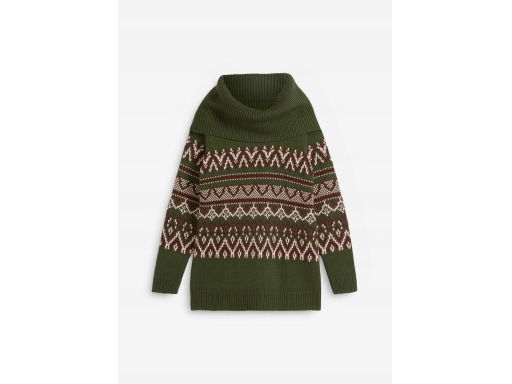 B.P.C zielony sweter we wzór norweski z szerokim golfem ^44/46