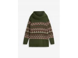 B.P.C zielony sweter we wzór norweski z szerokim golfem ^44/46