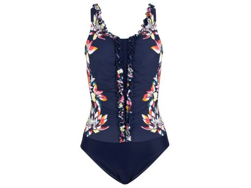 B.P.C kostium kąpielowy granatowy w kwiaty 44.