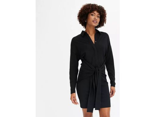 B.P.C sukienka czarna krótka z dekoracyjnym wiązaniem ^48/50