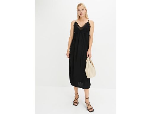 B.P.C czarna sukienka na ramiączka z koronką 36/38.