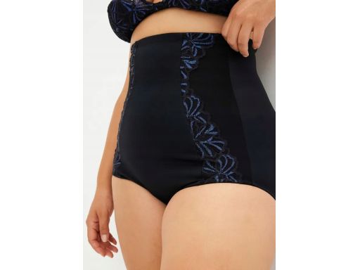 B.P.C majtki figi maxi shape czarne z niebieską koronką wysoki stan ^3