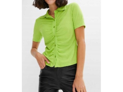 B.P.C bluzka z kołnierzykiem marszczona zielona ^32/34