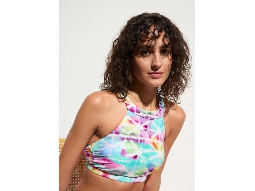 B.P.C wielokolorowe bikinni bustier z figami wysoki stan 44.