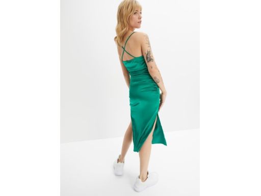 B.P.C długa satynowa sukienka zielona r.42