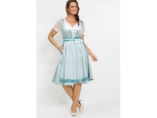 B.P.C. sukienka ludowa miętowa z fartuszkiem ^46