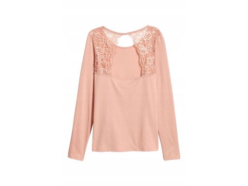 H&M dżersejowa bluzka z koronką na plecach XL