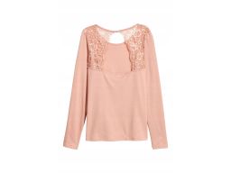 H&M dżersejowa bluzka z koronką na plecach XL