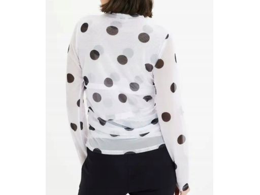 B.P.C biała bluzka siateczkowa w czarne grochy ^44/46
