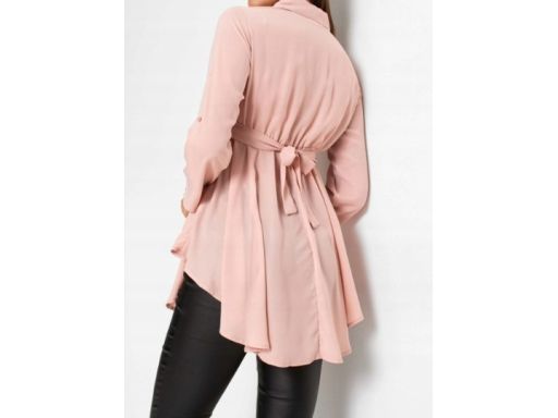 B.P.C długa różowa tunika koszulowa z szyfonu 38.