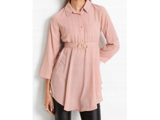 B.P.C długa różowa tunika koszulowa z szyfonu 38.