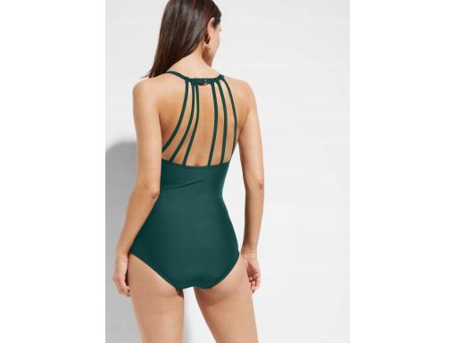 B.P.C zielony kostium kąpielowy z ozdobnymi paskami na plecach r.40