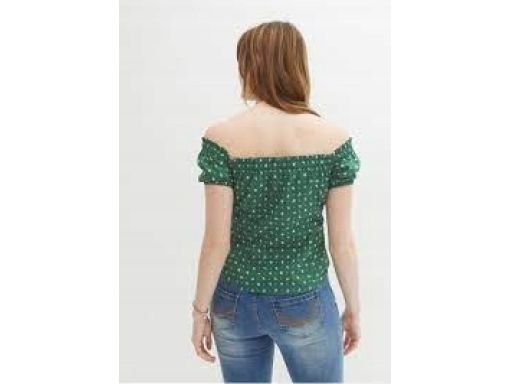 B.P.C zielona bluzka carmen z nadrukiem ^48