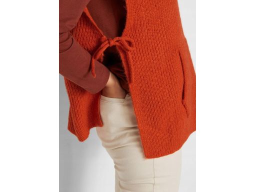 B.P.C kamizelka dzianinowa pomarańczowa damska z wiązaniem 40/42.