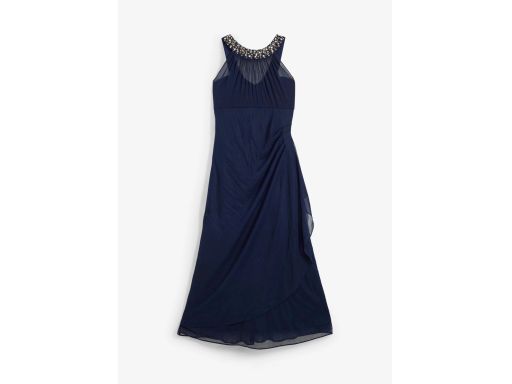 B.P.C sukienka siateczkowa z aplikacją długa granatowa 44.