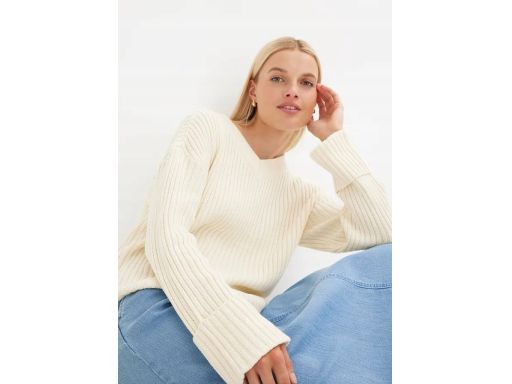 B.P.C kremowy sweter prążkowany ^52/54