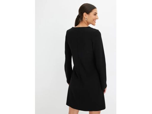 B.P.C sukienka czarna długi rękaw z cyrkoniami przy dekolcie r.44
