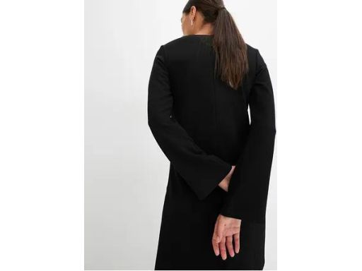 B.P.C sukienka czarna długi rękaw z cyrkoniami przy dekolcie r.44