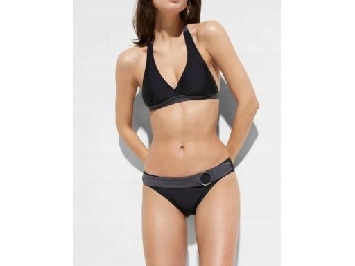 B.P.C. bikini wiązane trójkątne miseczki czarne z figami r.34