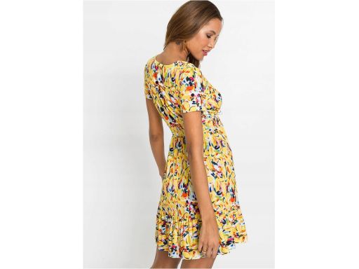 B.P.C krótka sukienka z nadrukiem żółta 36/38.