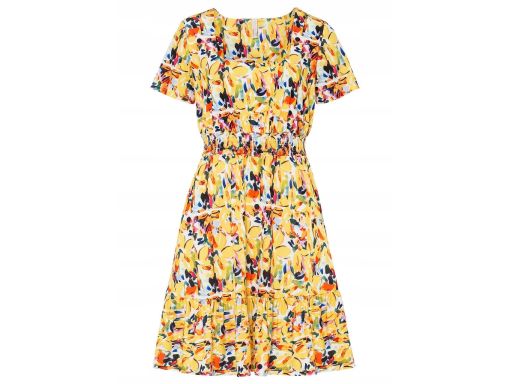 B.P.C krótka sukienka z nadrukiem żółta 36/38.
