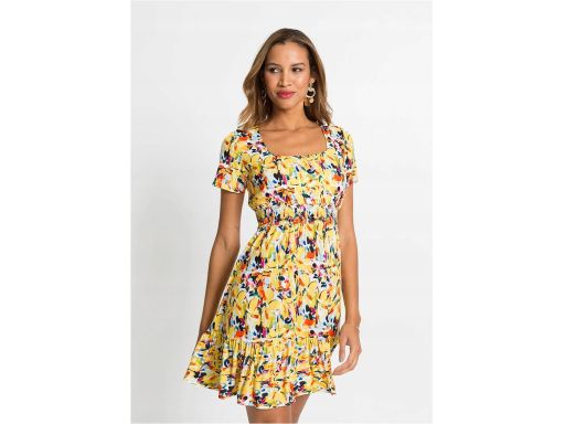 B.P.C krótka sukienka z nadrukiem żółta 36/38.