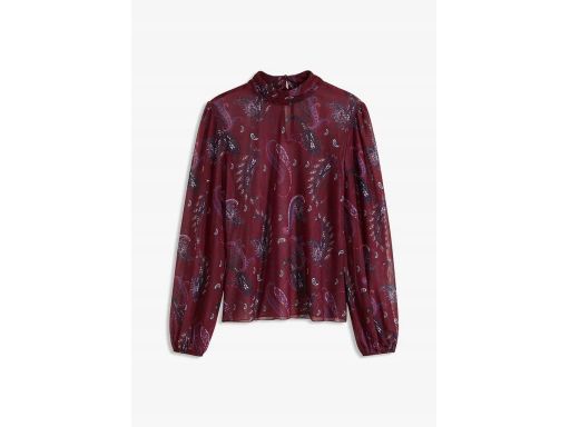 B.P.C bluzka siateczkowa bordowa we wzory ze stójką ^40/42