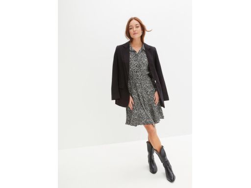 B.P.C sukienka czarna w białe wzorki długi rękaw ^42