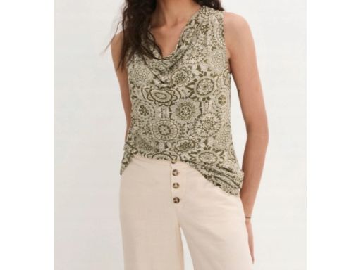 B.P.C bluzka top z lejącym dekoltem khaki we wzory 36/38.