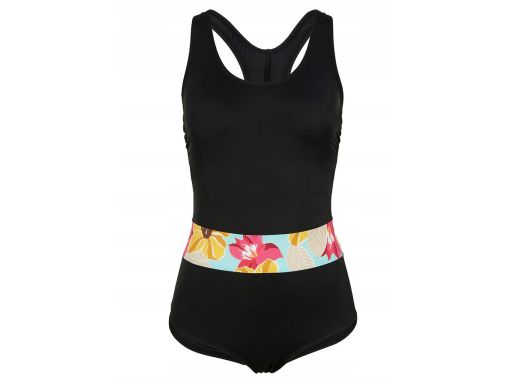 B.P.C kostium kąpielowy czarny z kwiatowym paskiem 42.