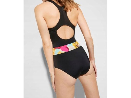 B.P.C kostium kąpielowy czarny z kwiatowym paskiem 42.